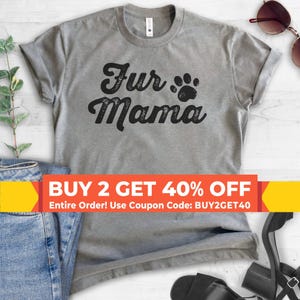 Fur Mama T-shirt, Ladies Unisex Crewneck T-shirt, Cute Dog Shirt, Short & Long Sleeve T-shirt