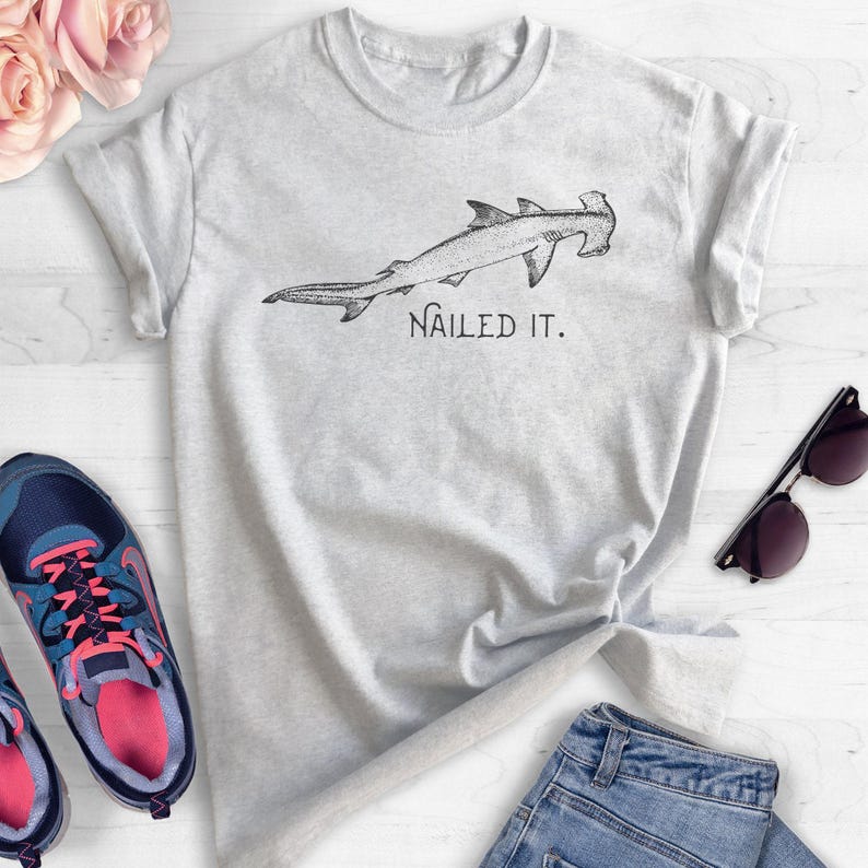 Nailed It Hammerhead Shark Shirt, Unisex Shirt, Funny Shark Shirt, Shark Tee, Funny Shark Meme Shirt 画像 3