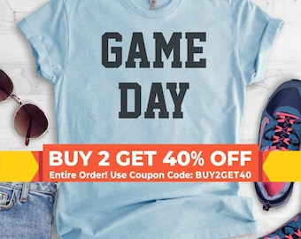 Game Day T-shirt, Ladies Unisex Crewneck, Heather Shirt, Cute Sports Fan T-shirt, Short & Long Sleeve T-shirt
