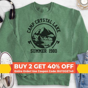 Camp Crystal Lake Sweatshirt, Hoodie, Long Sleeve T-shirt, Unisex Sizing, Halloween Hoodie, Horror Graphic Hoodie, Horror Sweatshirt