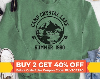 Camp Crystal Lake Sweatshirt, Hoodie, Long Sleeve T-shirt, Unisex Sizing, Halloween Hoodie, Horror Graphic Hoodie, Horror Sweatshirt