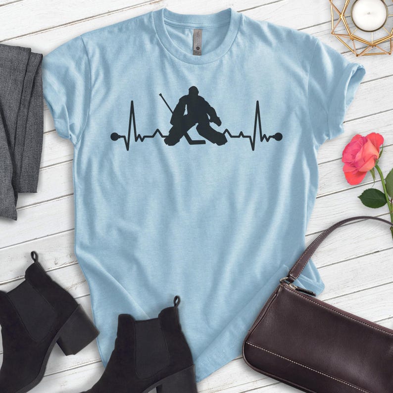 Hockey Goalie Heartbeat, Unisex Women's Men's Shirt, Love Hockey Goalie Goaltender Lover Player Coach Gift image 8