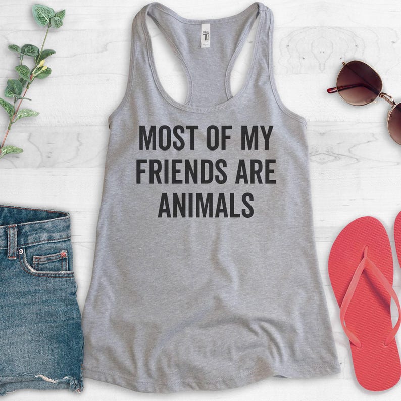 Most of My Friends Are Animals Tank Top, Womens Cute Tank Top, Vegan Tank top, fitness Tank, workout clothing image 2