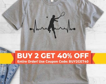 Tennis Heartbeat, Unisex Women's Men's Shirt, I Love Tennis Player Instructor Tennis Lover Gift