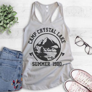 Camp Crystal Lake Tank Top, Racerback Tank Top, Funny Halloween Tank, Horror Graphic Tank image 2