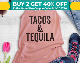 Tacos & Tequila Tank Top, Ladies Vacation, Party Tank Top, Cute Taco Tank Top, Gift For Girl