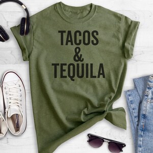 Tacos & Tequila T-Shirt, Ladies Unisex Shirt, Cute Taco T-shirt, Tequila Shirt, Beach Drinking Shirt, Short and Long Sleeve T-shirt image 2