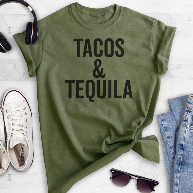 Tacos & Tequila T-Shirt, Ladies Unisex Shirt, Cute Taco T-shirt, Tequila Shirt, Beach Drinking Shirt, Short and Long Sleeve T-shirt image 2