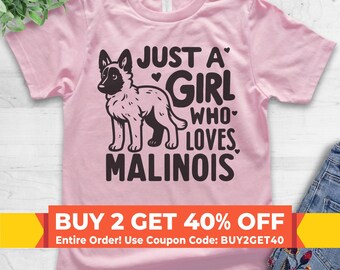 Kids Malinois T-shirt, Youth Girl T-Shirt, Just A Girl Who Loves Malinois Dog Gift