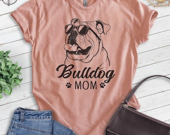 English Bullog Mom T-shirt, Unisex Women's Shirt, English Bulldog