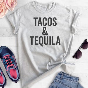 Tacos & Tequila T-Shirt, Ladies Unisex Shirt, Cute Taco T-shirt, Tequila Shirt, Beach Drinking Shirt, Short and Long Sleeve T-shirt image 4