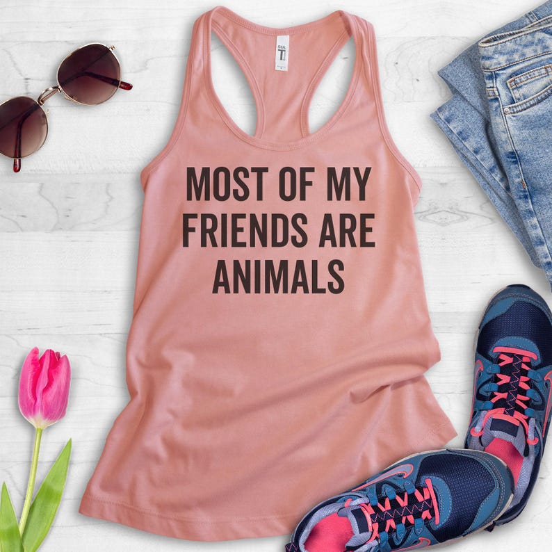 Most of My Friends Are Animals Tank Top, Womens Cute Tank Top, Vegan Tank top, fitness Tank, workout clothing image 3