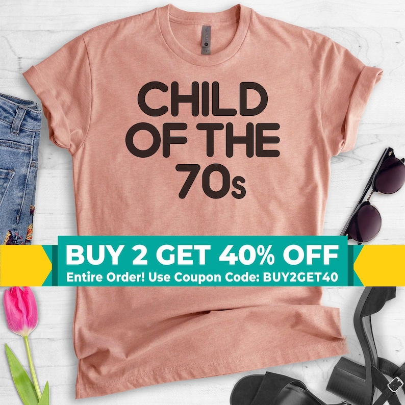 Child Of The 70s T-shirt, Ladies Unisex Crewneck T-shirt, 70s T-shirt, Short & Long Sleeve T-shirt image 1