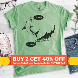 Da Dum Shark T-shirt, Ladies Unisex Crewneck Shirt, Vacation Shirt, Shark Shirts, Summer T-shirt, Short & Long Sleeve T-shirt