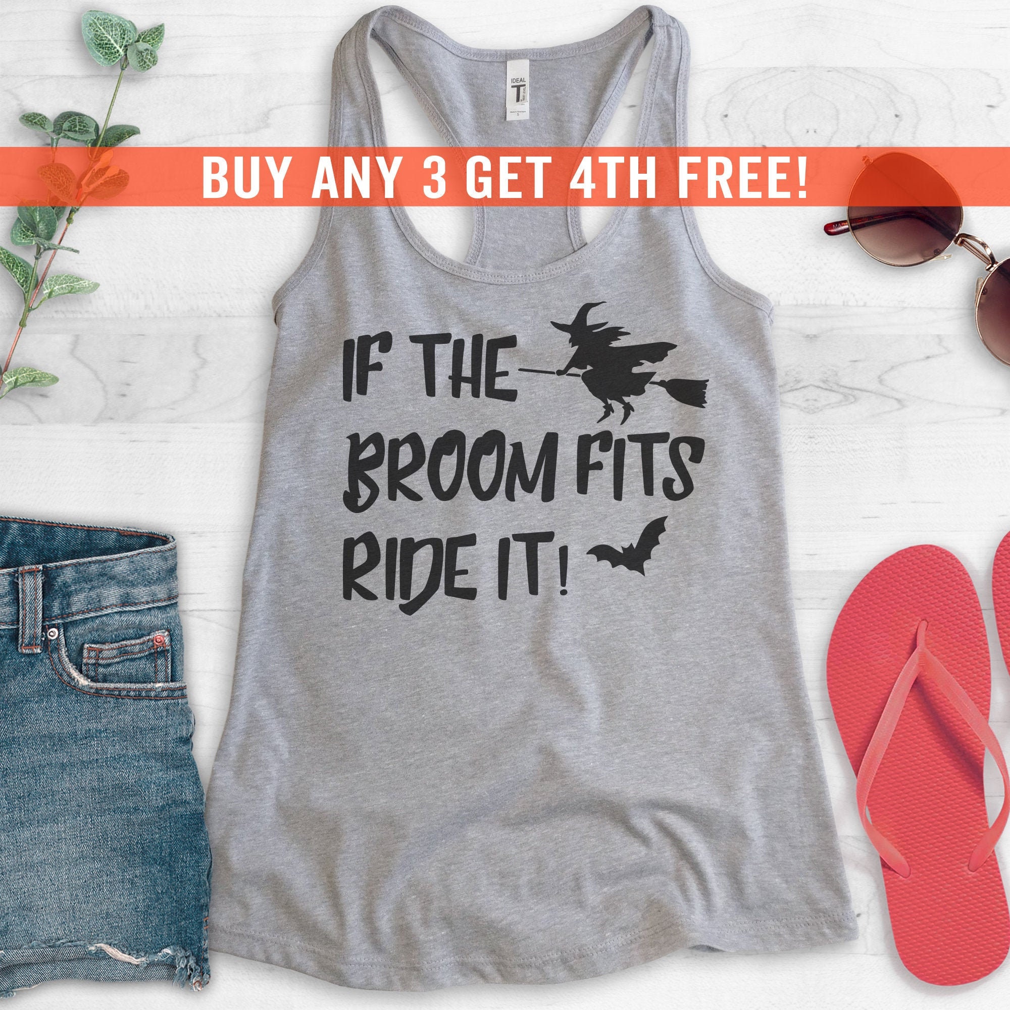 graphic tank women's tank top witch tank top If the broom fits