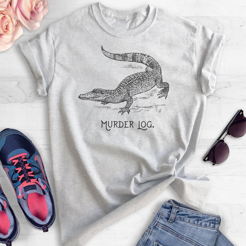 Murder Log Shirt, Alligator T-shirt, Crocodile Shirt, Funny Animal Pun Shirt, Animal Graphic Tee image 4