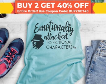 Emotioneel gehecht aan fictieve personages Tanktop, racerback-tanktop, boekenliefhebbertank, boekentank, literatuurtank, tanktop Engelse leraar, tanktop Engels