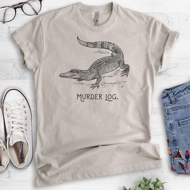 Murder Log Shirt, Alligator T-shirt, Crocodile Shirt, Funny Animal Pun Shirt, Animal Graphic Tee image 2