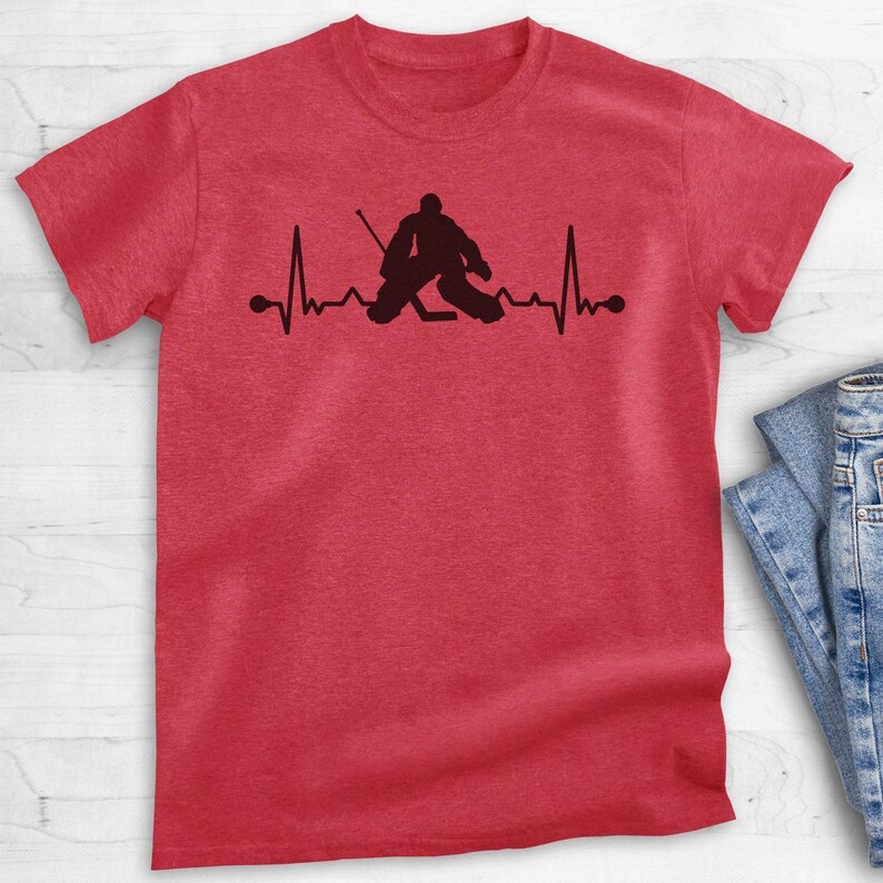 Hockey Goalie Heartbeat, Unisex Women's Men's Shirt, Love Hockey Goalie Goaltender Lover Player Coach Gift image 9