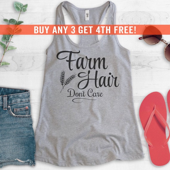 Farm Hair Don t Care Tank Top Ladies Workout Tank Cute Farm Girl