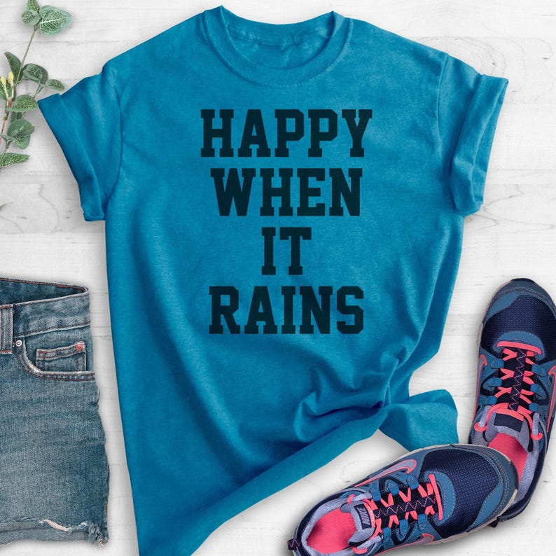 Happy When It Rains T-shirt, Ladies Crewneck T-shirt, Cute Goth Girl Shirt, Funny Goth Shirt, Short & Long Sleeve T-shirt image 3