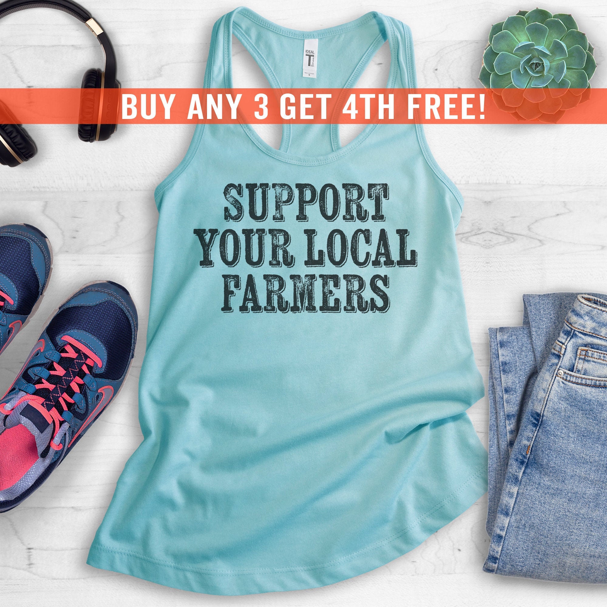 Support You Local Farmers Tank Top Ladies Racerback Farm - Etsy