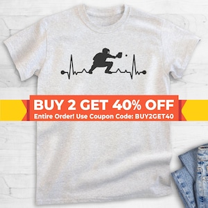 Baseball Catcher Heartbeat, Unisex Women&#39;s Men&#39;s Shirt, I Love Baseball Catcher Lover Player Coach Gift