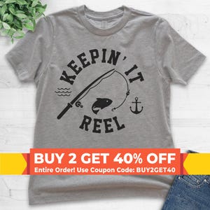 Youth Keepin&#39; It Reel Shirt, Youth Kids Girl Boy T-Shirt, Fishing Shirt, Fish Pun Shirt