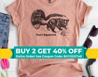 Fart Squirrel Shirt, Unisex Ladies Shirt, Funny Animal Shirt, Animal Name Shirt, Skunk Shirt
