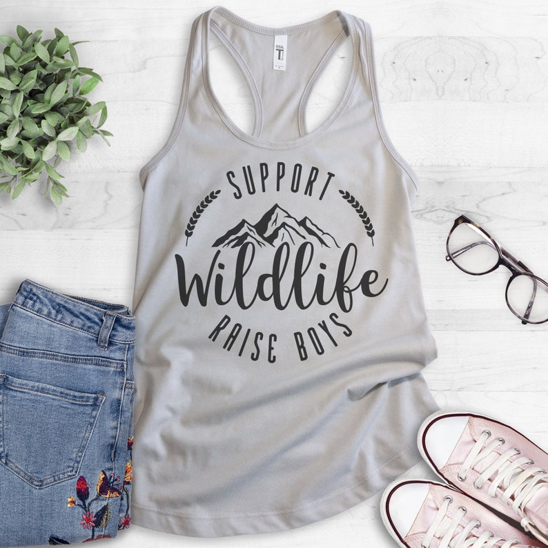 Support Wildlife Raise Boys Tank Top, Racerback Tank Top, Mama Tank Top, Mommy Tank Top, Boy Mom Tank, Funny Mom Gift image 3