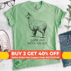 Llama Said Knock You Out Funny Retro 90s Pun Rap Song Tee Llama Said Knock You Out Funny Retro 90s Pun Rap Song Tee