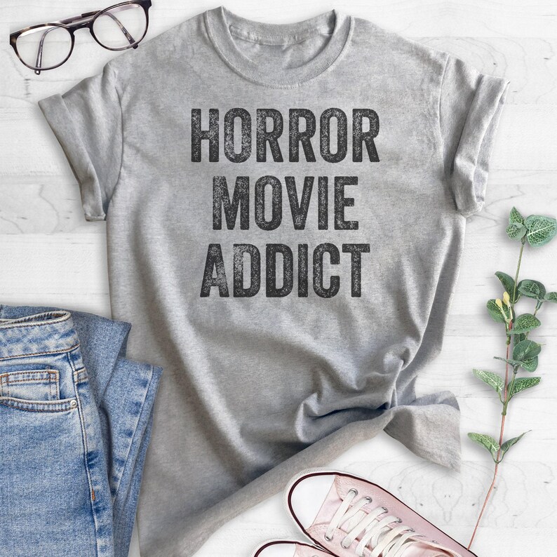 Horror Movie Addict T-shirt, Ladies Unisex Crewneck Shirt, Halloween T-shirt, Horror Movie T-shirt, Short & Long Sleeve T-shirt image 3