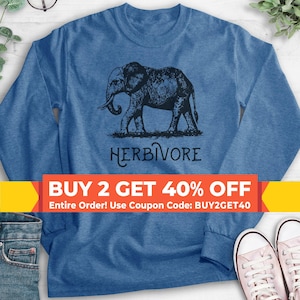 Herbivore Elephant Sweatshirt, Hoodie, Long Sleeve Shirt, Unisex, Herbivore Sweatshirt, Vegan Hoodie, Elephant Hoodie, Animal Lover Hoodie