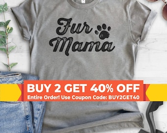 Fur Mama T-shirt, Ladies Unisex Crewneck T-shirt, Cute Dog Shirt, Short & Long Sleeve T-shirt