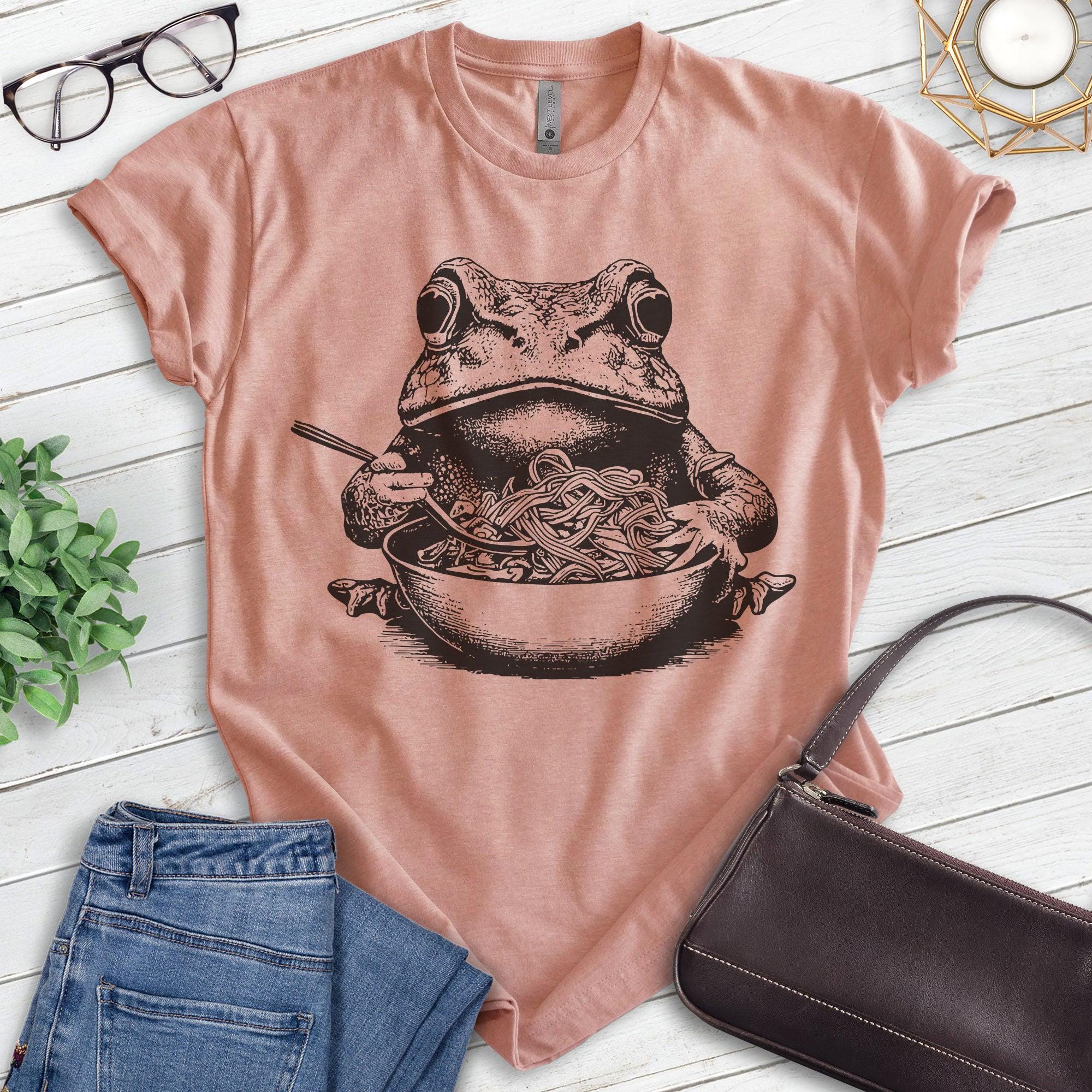 Frog Eating Ramen Noodles T-shirt, Unisex Women's Men's Shirt