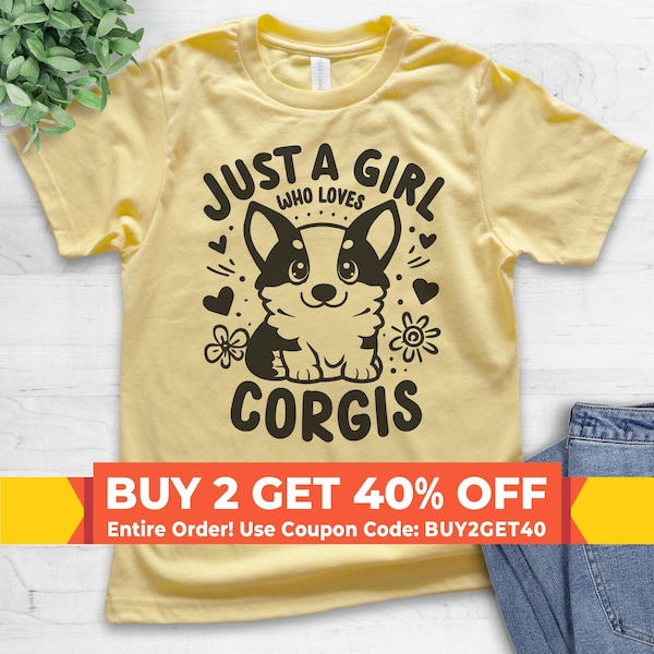 Kids Corgi T-shirt, Youth Girl T-Shirt, Just A Girl Who Loves Corgis Dog Gift