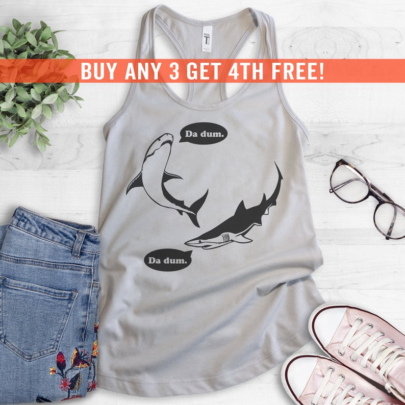 Ladies Beach Da Dum Shark Tank Top Vacation Tank Top Gift For Girl Funny Movie Tank