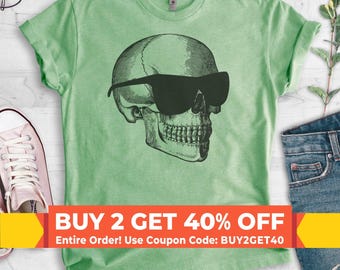 Skull With Sunglasses Shirt, Funny Halloween T-shirt, Skull Graphic Tee