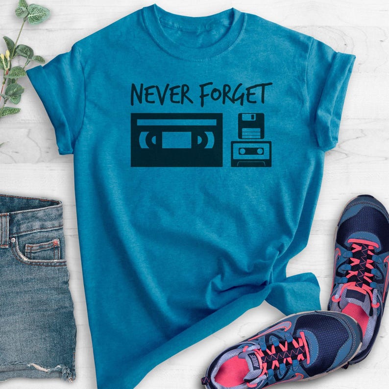 Never Forget 80s Technology Shirt, Unisex Shirt, Funny 80s Nostalgia Shirt, 80s Nostalgia Tee, VHS, Cassette Tape Shirt afbeelding 4