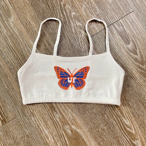 CUSTOM College Tank Top - Butterfly - Uf - FSU - UCF - any school - any color - customizable bralette