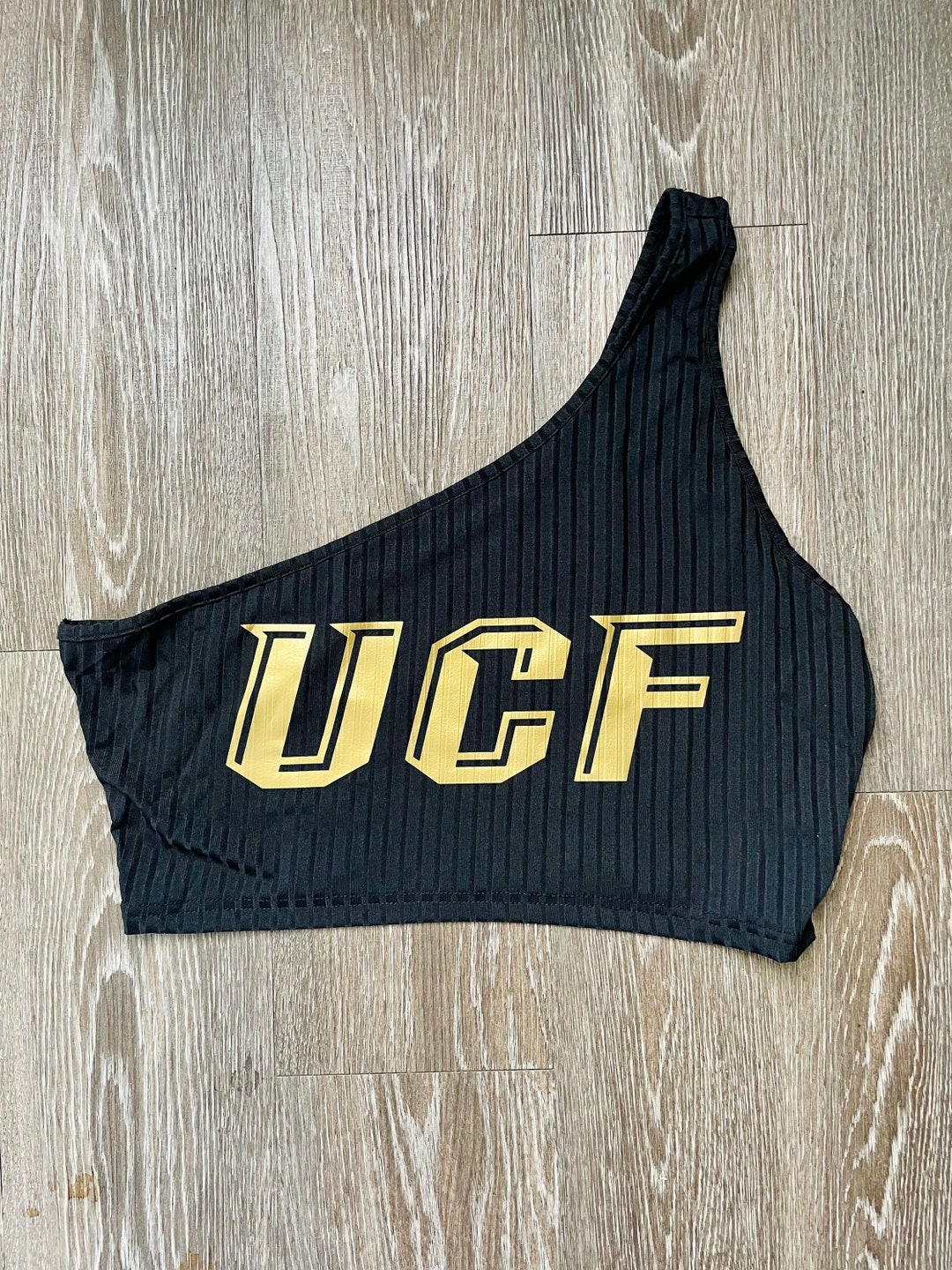 Custom College UCF Tailgate Apparel Knights UCF Central Florida Football One Shoulder Ribbed
