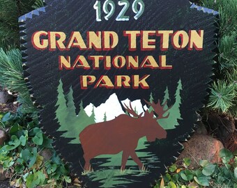 Handmade Grand Teton National Park Wood Sign, Wyoming Home Decor