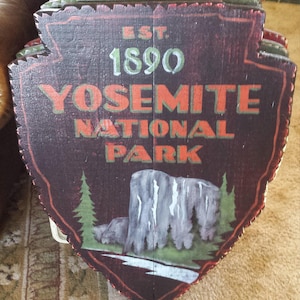 Yosemite National Park, FREE SHIPPING, El Capitan, California, posters, art sign, outdoors gift, arrowhead, WPA,vintage, lodge, cabin, wood