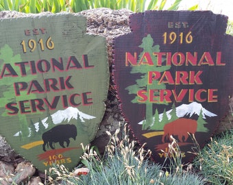 National Park Service Arrowhead, National Parks, vintage sign, Lodge, Cabin, WPA, Home Decor, wall hanging, posters, art and paintings, wood