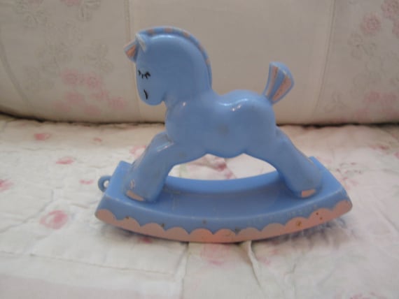 blue horse baby rattle