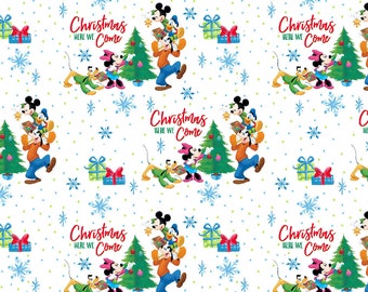 disney mickey and friends christmas here we come by springs creative fabric - Disney Christmas Fabric disney mickey and friends christmas here we come by springs creative fabric - Disney Christmas Fabric