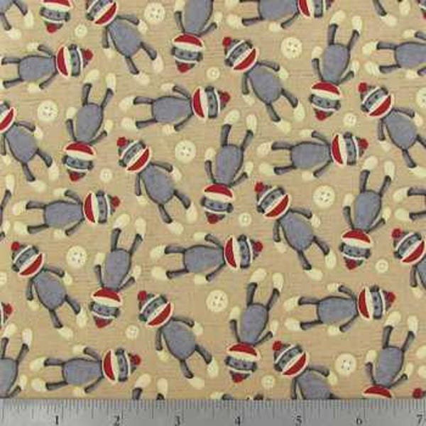 Sock Monkey Allover by Cotton Calico fabric