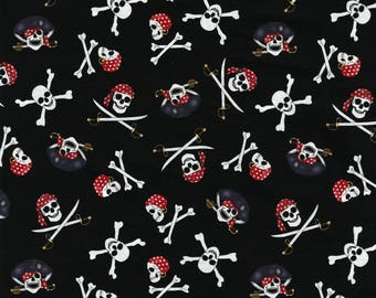 Pirates Skulls on black fabric