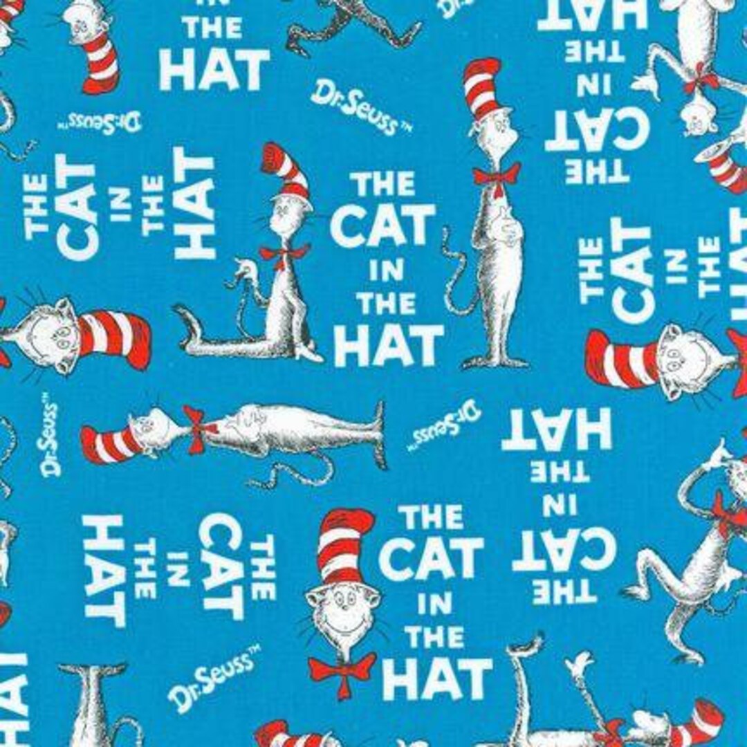 The Cat in the Hat Book Cover Turquoise by Robert Kaufman - Etsy