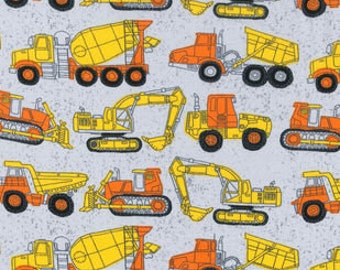 Construction Trucks Cotton fabric